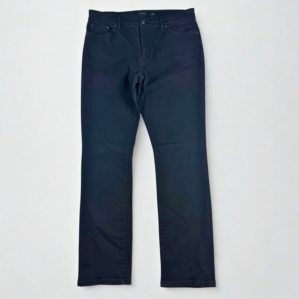 Lauren Ralph Lauren Premier Straight Jeans Womens 14 Black Mid Rise Denim‎ Pants